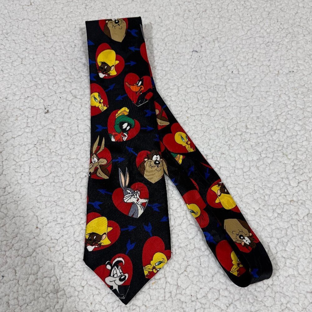 Looney Tunes Mania Tie Vintage 1996 Valentines Hearts Love